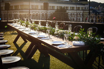 Centerpiece at a Wedding Reception wood decorations