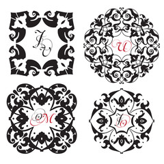 Set of medieval oriental ornamental monograms, framework composition