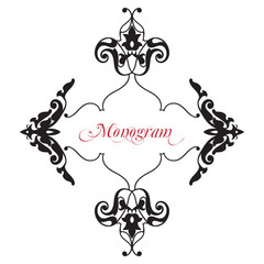 Medieval oriental ornamental monograms, framework composition