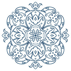 Oriental decorative element. Zentangle mandala black and white