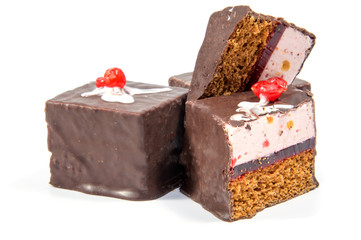 Homemade cake, sweet pastry, covered with icing