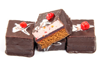 Homemade cake, sweet pastry, covered with icing
