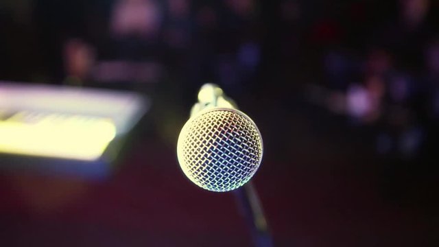 Microphone on stage at a concert venue