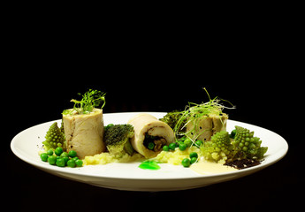 White fish fillet rolls