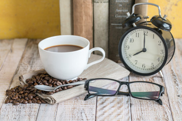 Obraz na płótnie Canvas Coffee cup on a table background