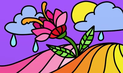 Papier Peint photo autocollant Abstraction classique conception avec une fleur colorée