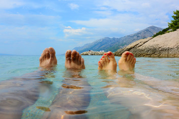 human feet on water