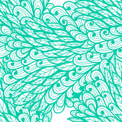 Seamless floral monochrome blue doodle pattern