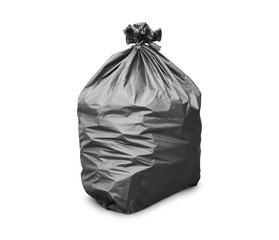 Black trash bag on white background - 132612678