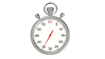 Classic stopwatch with red pointer on 35 second - isolated on white background