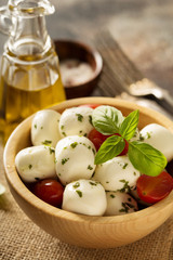 Fresh mozzarella marinated with herbs