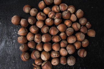 Heap of hazelnuts