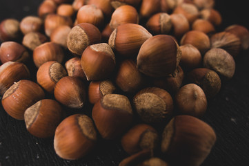 Heap of hazelnuts
