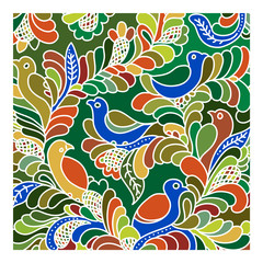 Exotic decorative design with birds