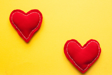 red hearts, yellow background