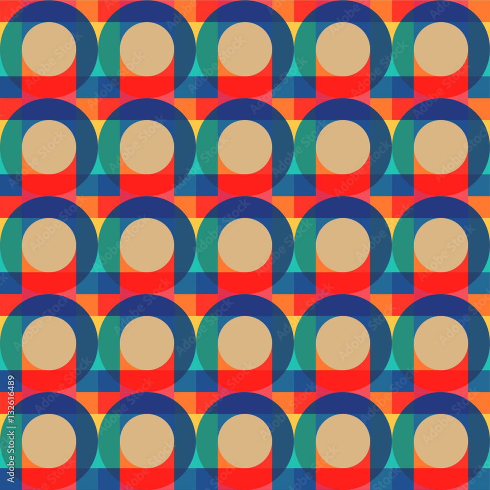 Fototapete seamless retro pattern with color circles. vector