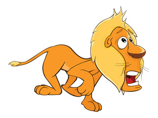 Illustration of a Funny Yellow Lion. Cartoon Character