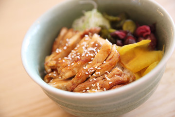 Chicken teriyaki on rice japanese food