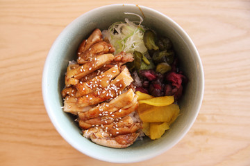 Chicken teriyaki on rice japanese food
