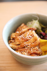 Chicken teriyaki on rice japanese food