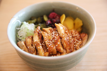 Chicken teriyaki on rice japanese food