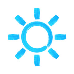 Blue watercolor hand drawn summer sun