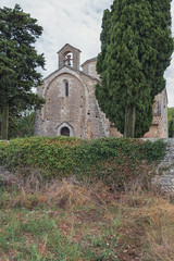 Image of the Romanesque church of Saint Pierre in Larnas, France from the twelfth century

