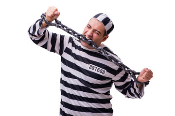 Man prisoner isolated on white background
