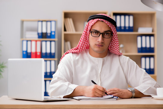 Arab businessman working in the office