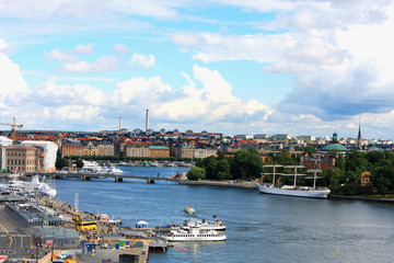 summer scenery of the Old Town and tawn hall in Stockholm, Sweden