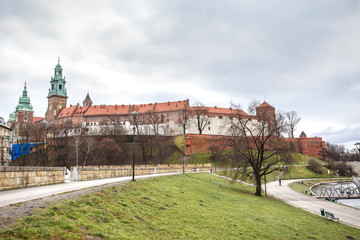 Fantastic night Krakow. The Royal Wawel Castle in Poland