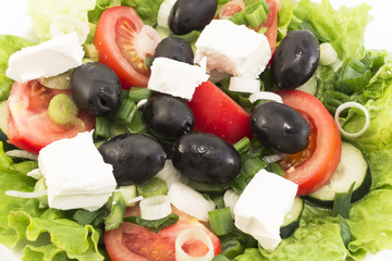 Fresh Delicious Salad with Olives and Feta Cheese