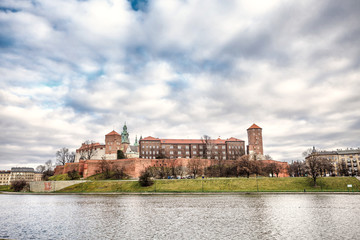 Fantastic night Krakow. The Royal Wawel Castle in Poland