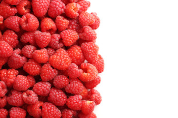 Red raspberries isolated on a white