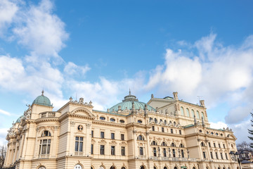 Fototapeta premium Colorful buildings Juliusz Slowacki theatre in fantastic vintage Krakow.