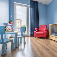 Simple blue baby room