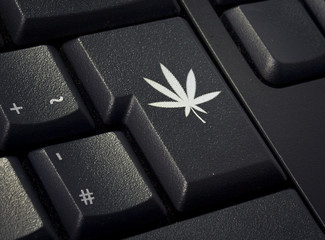 Keyboard with return key in the shape of a weed leaf.(series)