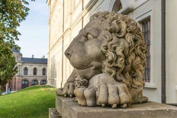  lion / Sculpture of a lion in front of the castle museum in Weimar 