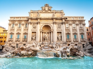 Trevi fountain at sunrise, Rome - Powered by Adobe