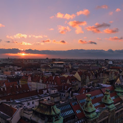 View on the Wroclaw during sunset. Poland, Europe.