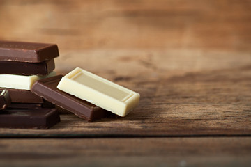 Chocolate candy on wood desk