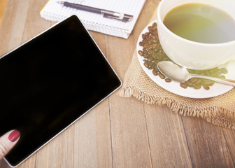 Coffee Background with Tablet