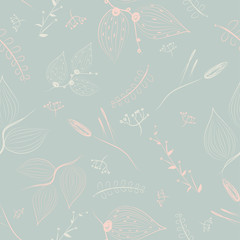 Seamless vector floral pattern, spring summer backdrop. Hand drawn surface pattern design with flowers