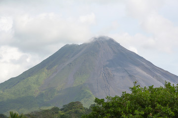 View of Arenal volcano cone from close distance, Costa Rica