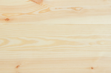 Fresh knotted pine wood planks background top view. Visible texture with natural patterns. - obrazy, fototapety, plakaty