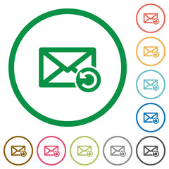 Undelete mail flat icons with outlines