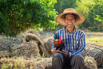 Farmer and his chicken - 132626857