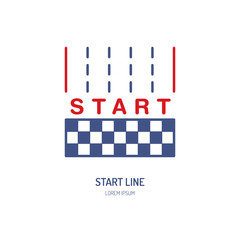 Start line vector linear icon. Speed automobile, racing car sign. Competition illustration.
