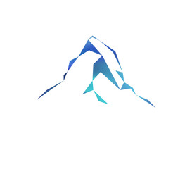Snow mountains peak (Matterhorn) logo. Can be used as sports badge, emblem of mineral water, tourism banner, travel icon, sign, decor... - obrazy, fototapety, plakaty