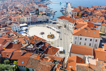 Aerial view of Piran town
